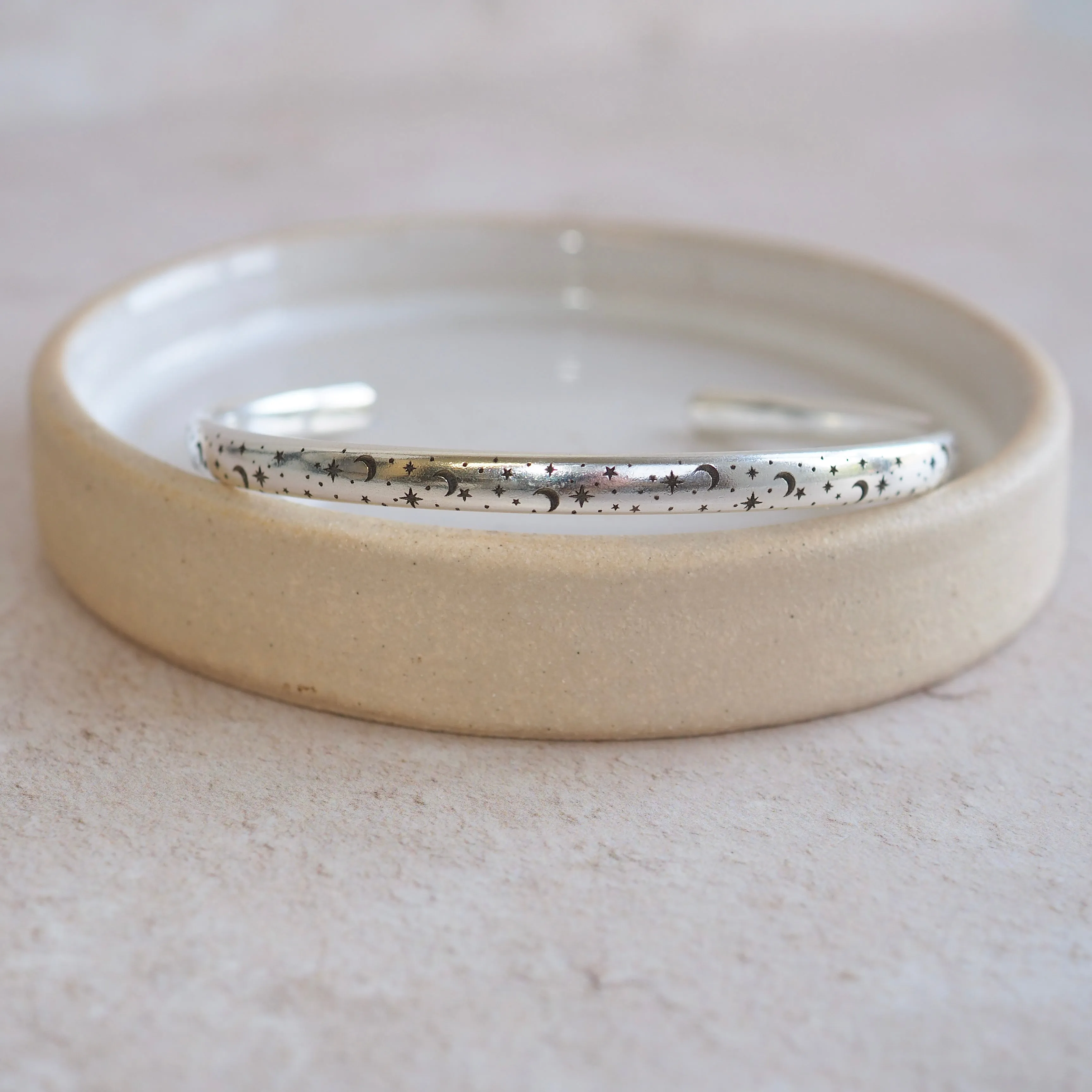 Sterling Silver Starry Night Print Cuff