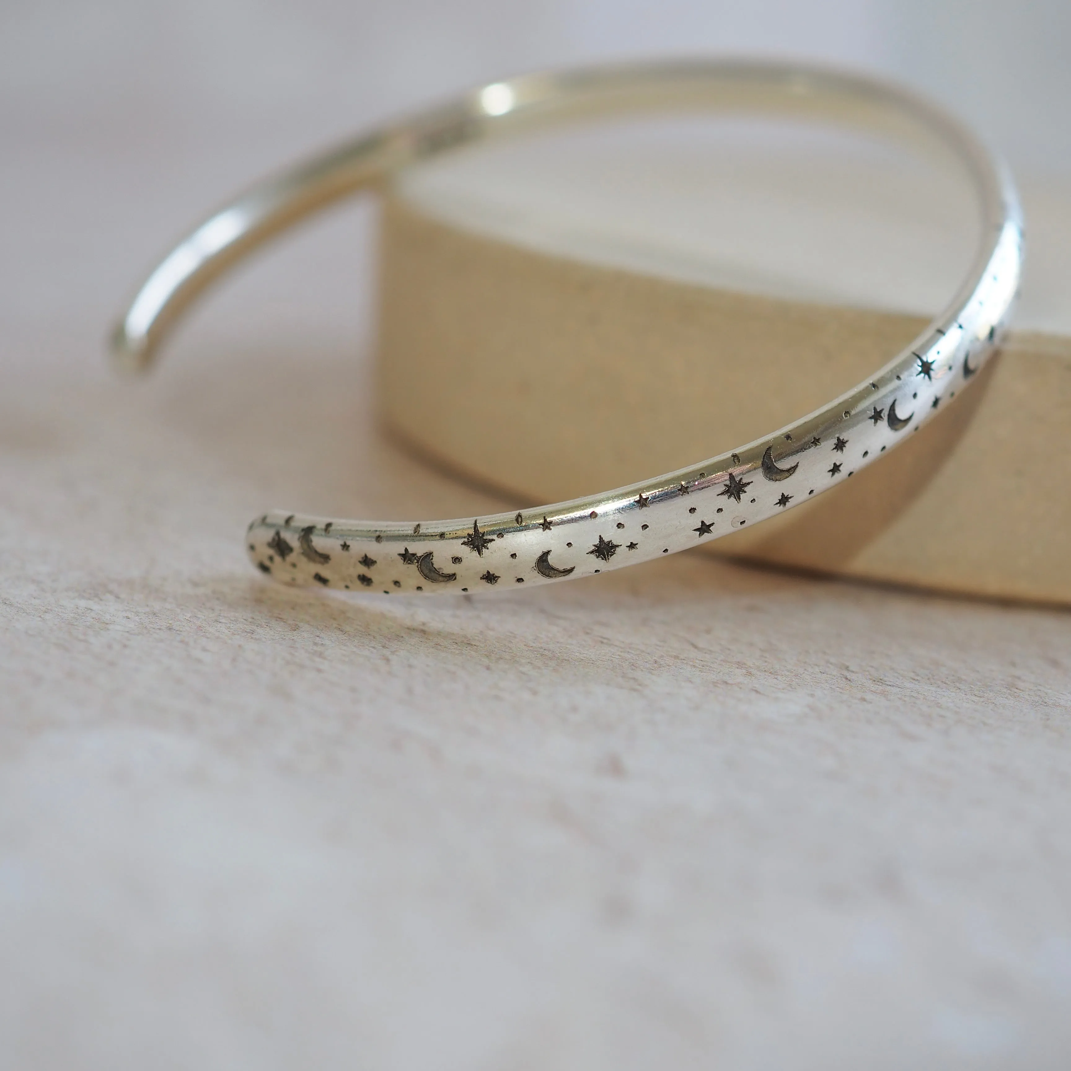 Sterling Silver Starry Night Print Cuff