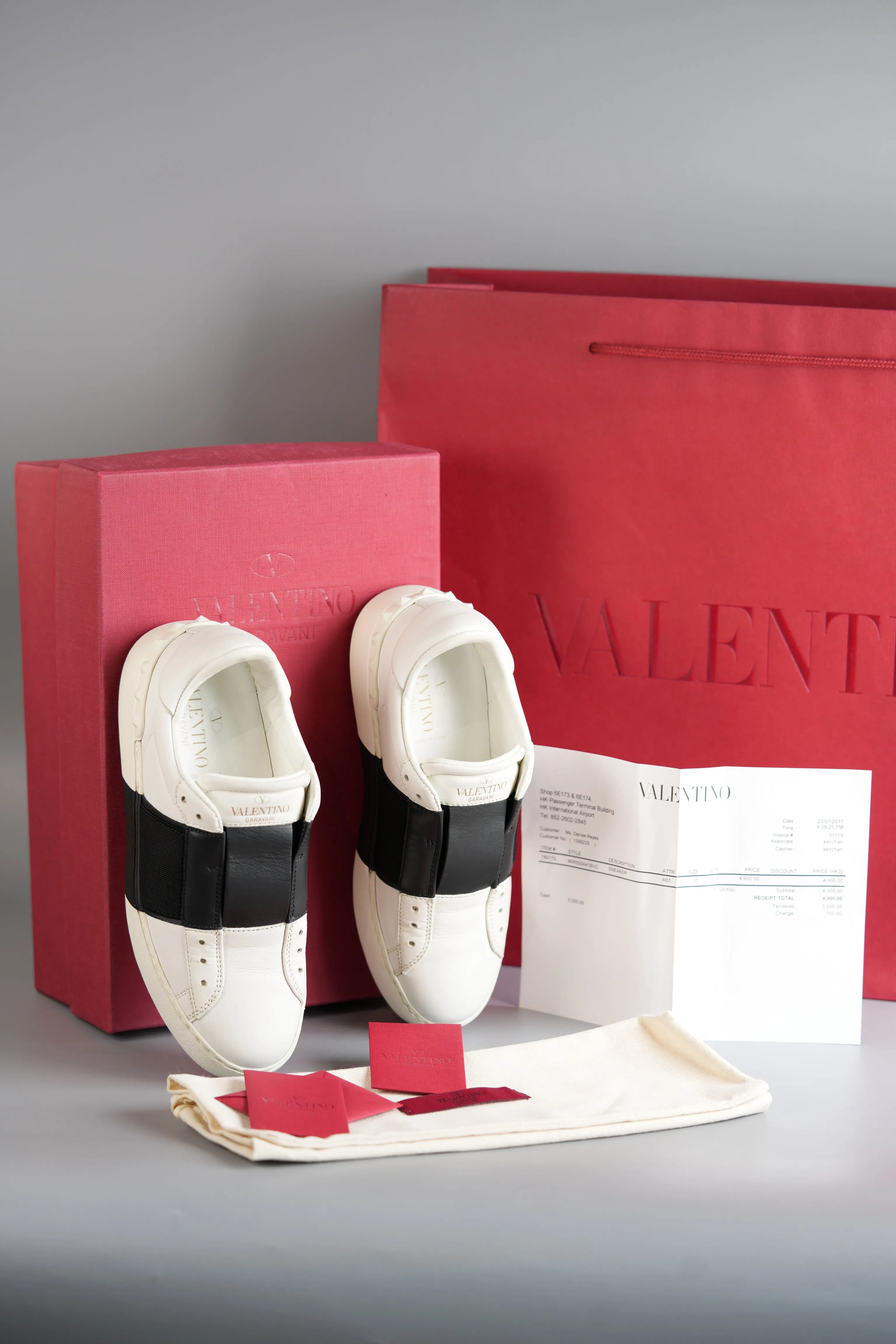 Stud Laceless White/Black Sneakers Size 35 (24cm)