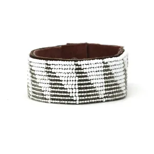 Swahili Coast - Medium Silver Tri Leather Cuff