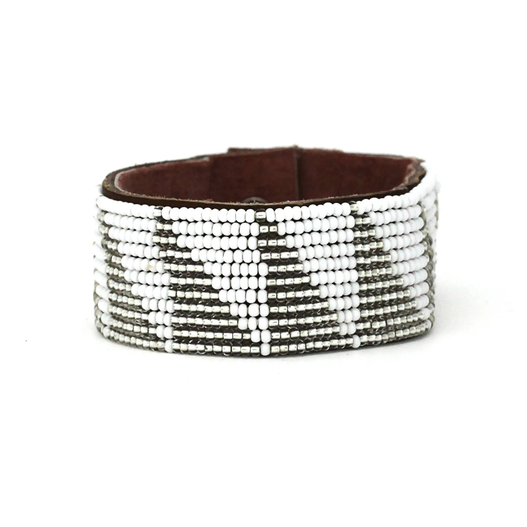 Swahili Coast - Medium Silver Tri Leather Cuff