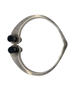 TAXCO Mexican 70s Sterling Silver & Smoky Quartz Hinged Cuff