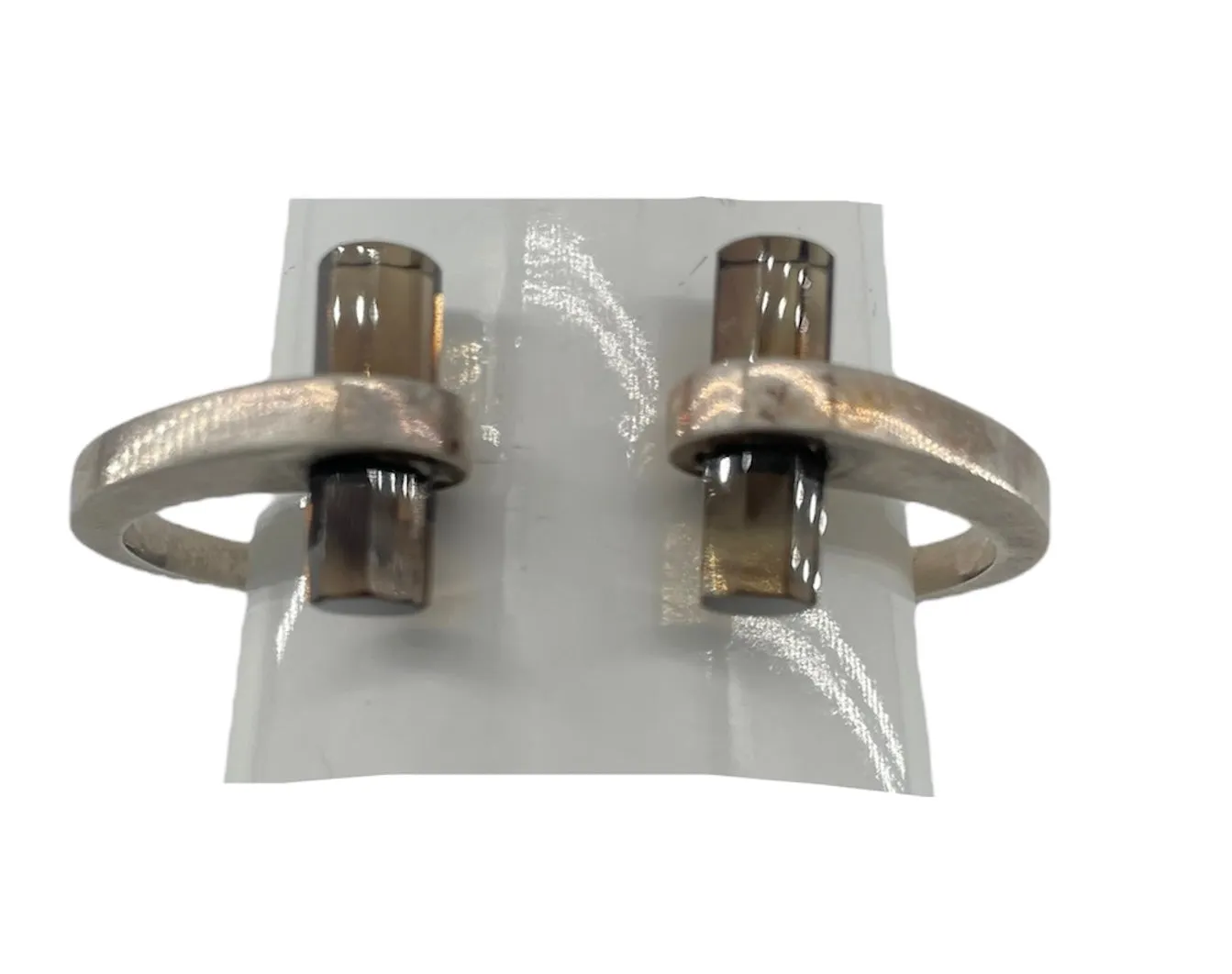 TAXCO Mexican 70s Sterling Silver & Smoky Quartz Hinged Cuff