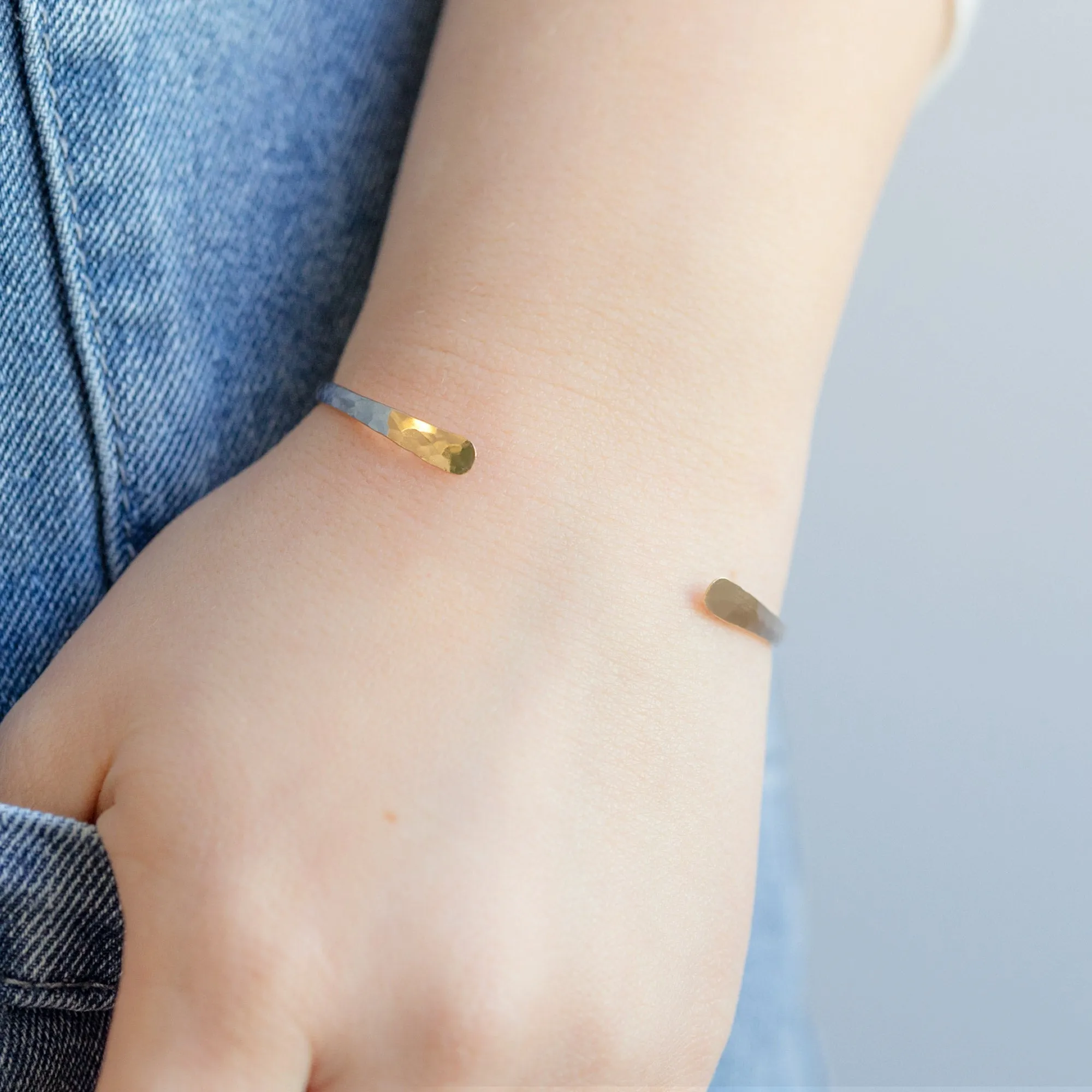 The Hammered Open Cuff Bracelet | Gold Filled