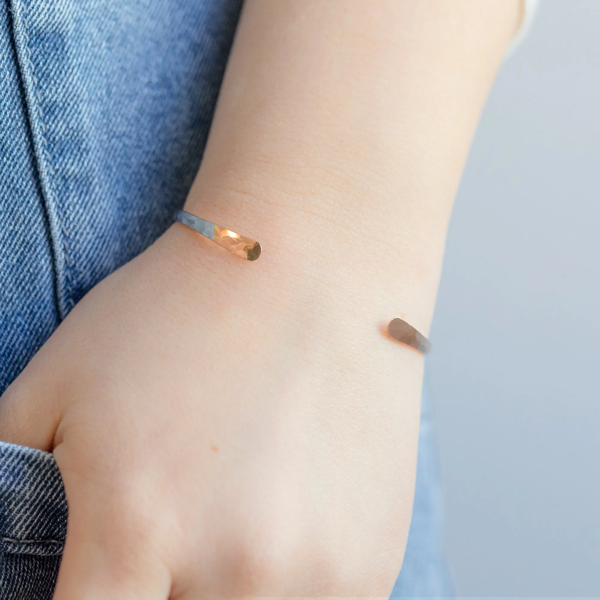 The Hammered Open Cuff Bracelet | Gold Filled