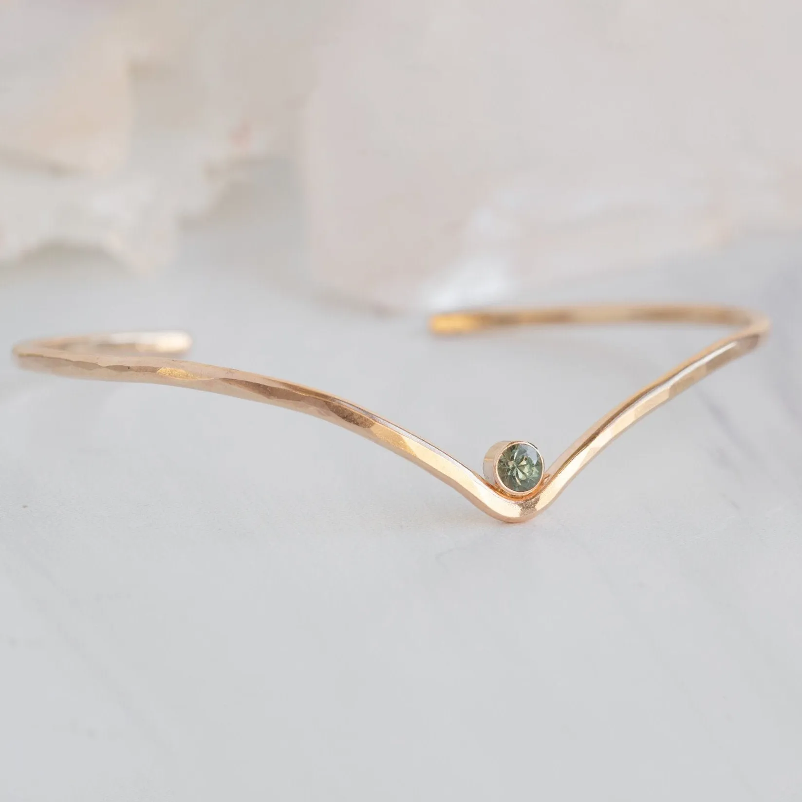 The Montana Sapphire Peak Cuff Bracelet | Yellow Gold Filled