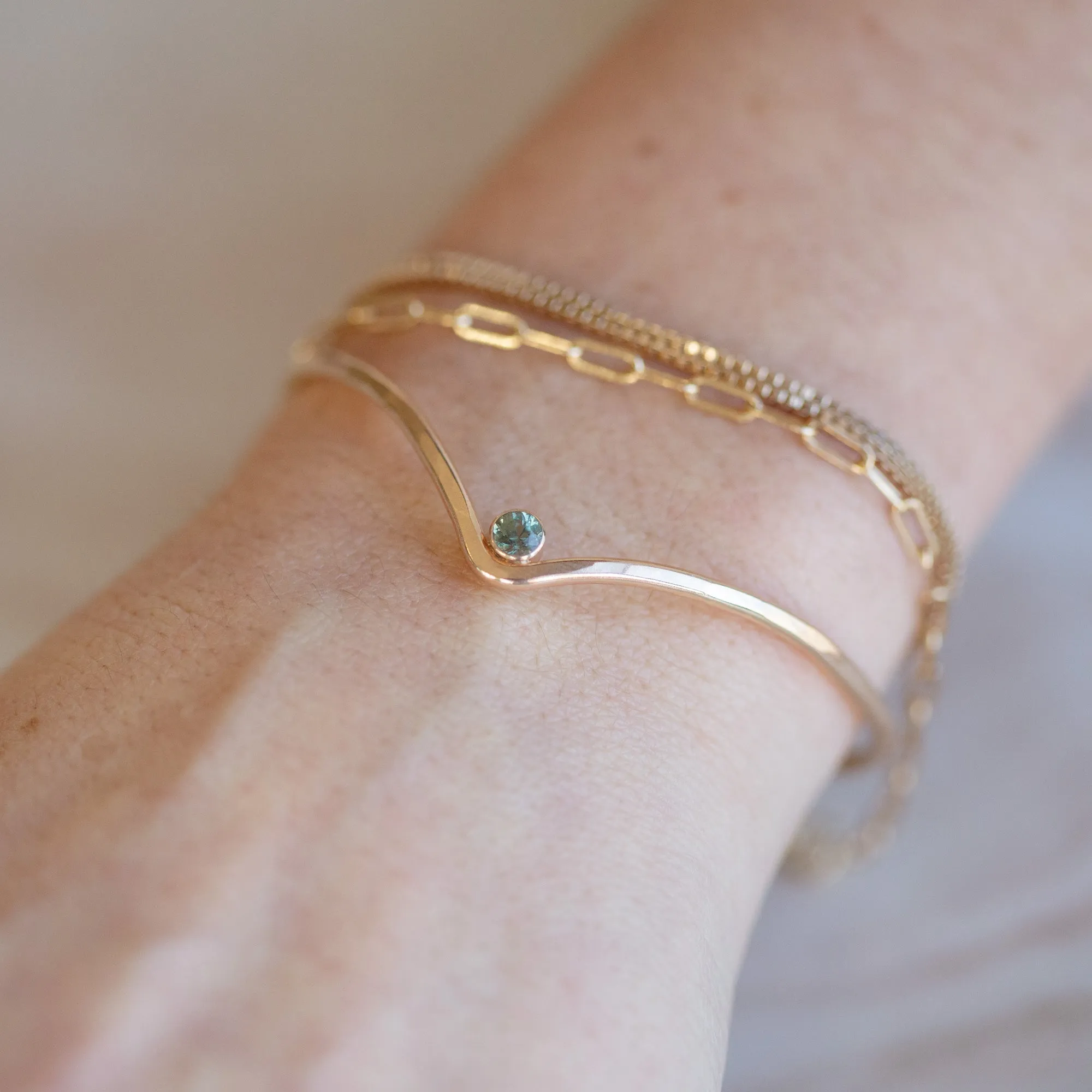 The Montana Sapphire Peak Cuff Bracelet | Yellow Gold Filled