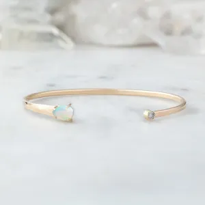 The Opal   Diamond Cuff Bracelet | Yellow Gold Filled