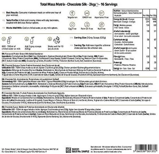 THE PROTEIN WORKS Total Mass Matrix | Mass Gainer | Calorie Dense Weight Gainer | Protein Powder | Chocolate Silk | 2 Kg