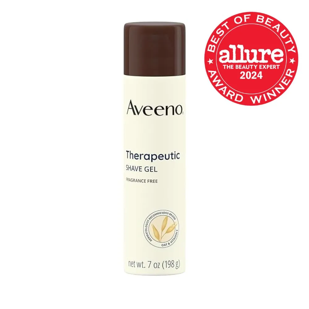 Therapeutic Shave Gel with Oat and Vitamin E to Help Prevent Razor Bumps, Soothes Dry Skin and Provides a Close, Smooth Shave with Less Irritation, Fragrance-Free, 7 Oz