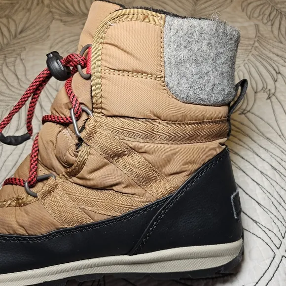 VGUC Sorel Whitney II Short Lace Up Winter Boot Snow Shoe Tan Kids 4