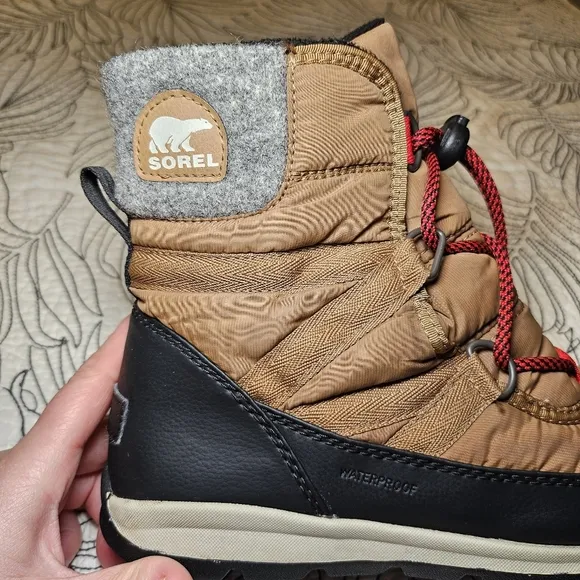 VGUC Sorel Whitney II Short Lace Up Winter Boot Snow Shoe Tan Kids 4