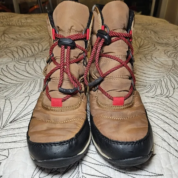 VGUC Sorel Whitney II Short Lace Up Winter Boot Snow Shoe Tan Kids 4