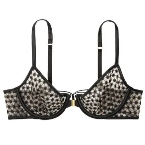 Victoria's Secret Very Sexy Starburst Unlined Demi Bra Black Size 32DD NWT