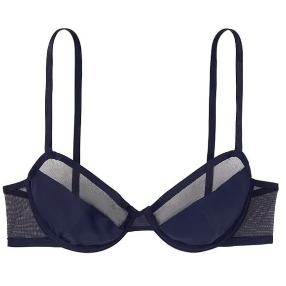 Victoria's Secret Very Sexy Unlined Mesh Demi Bra Black Size 32DDD NWT