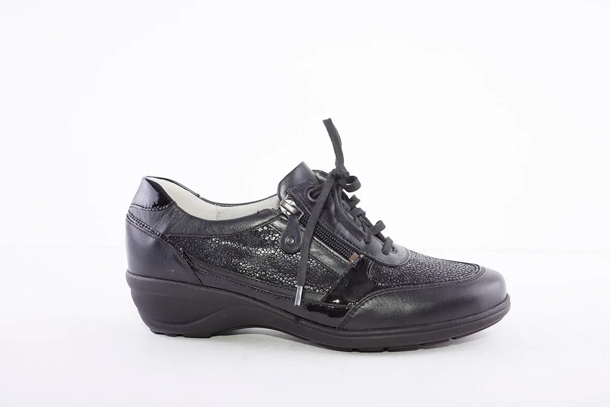 WALDLAUFER - 305006 HAGA-LACED WALKING SHOE - BLACK
