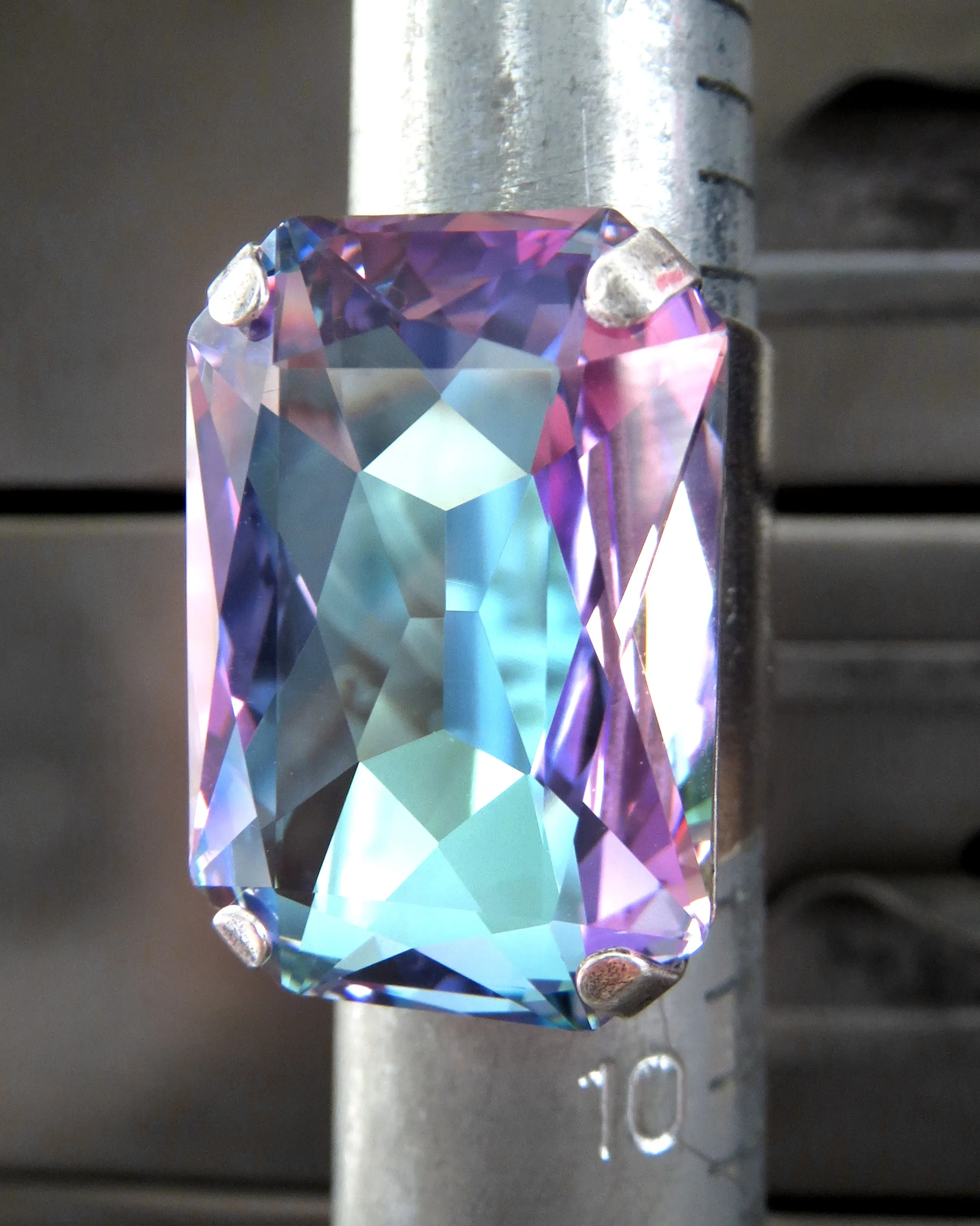 WATERCOLOR - Large Crystal Ring in Romantic Pastels