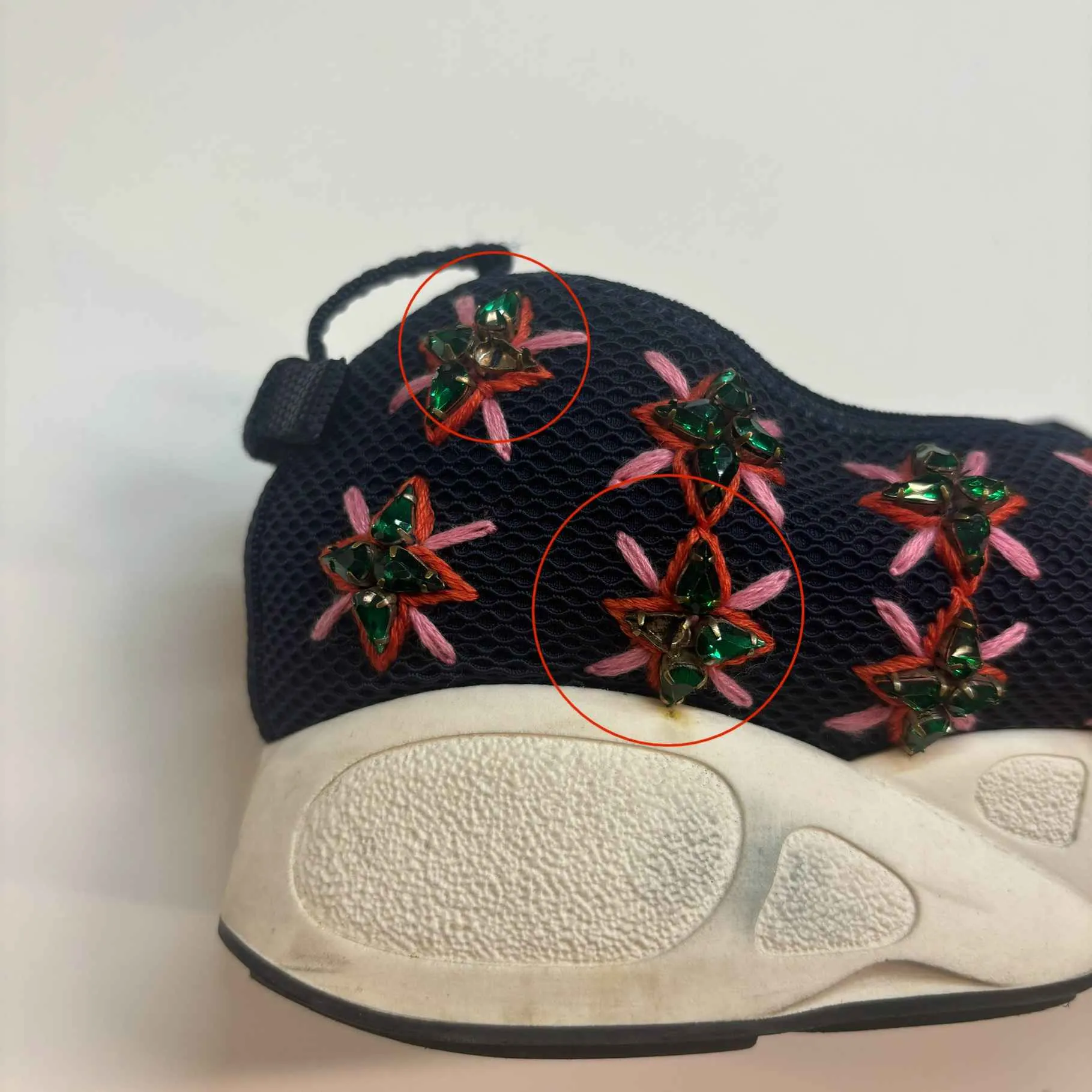 Women's Mesh Crystal Embellished Fusion Low Trainers Navy Size EU 39 / UK 6
