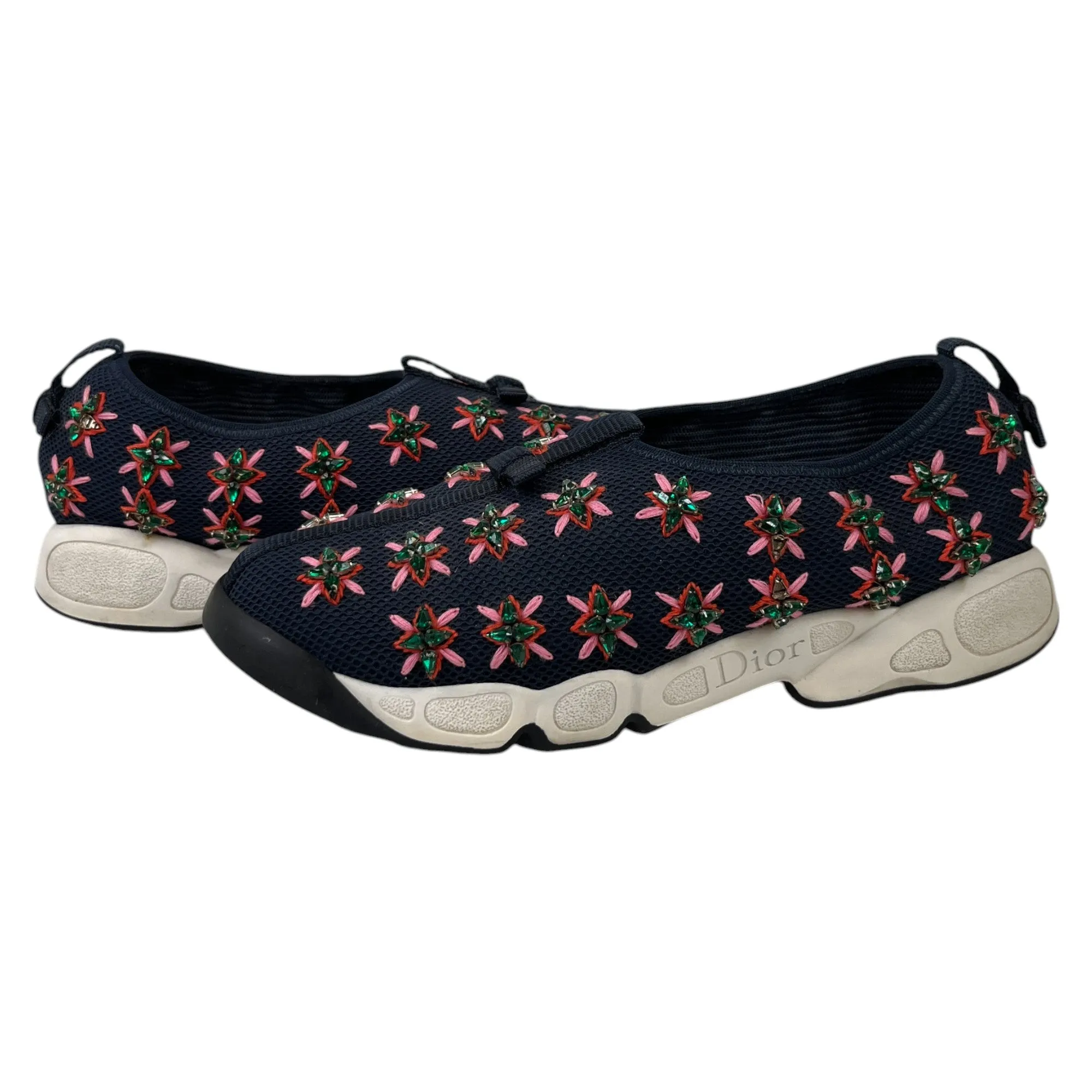 Women's Mesh Crystal Embellished Fusion Low Trainers Navy Size EU 39 / UK 6