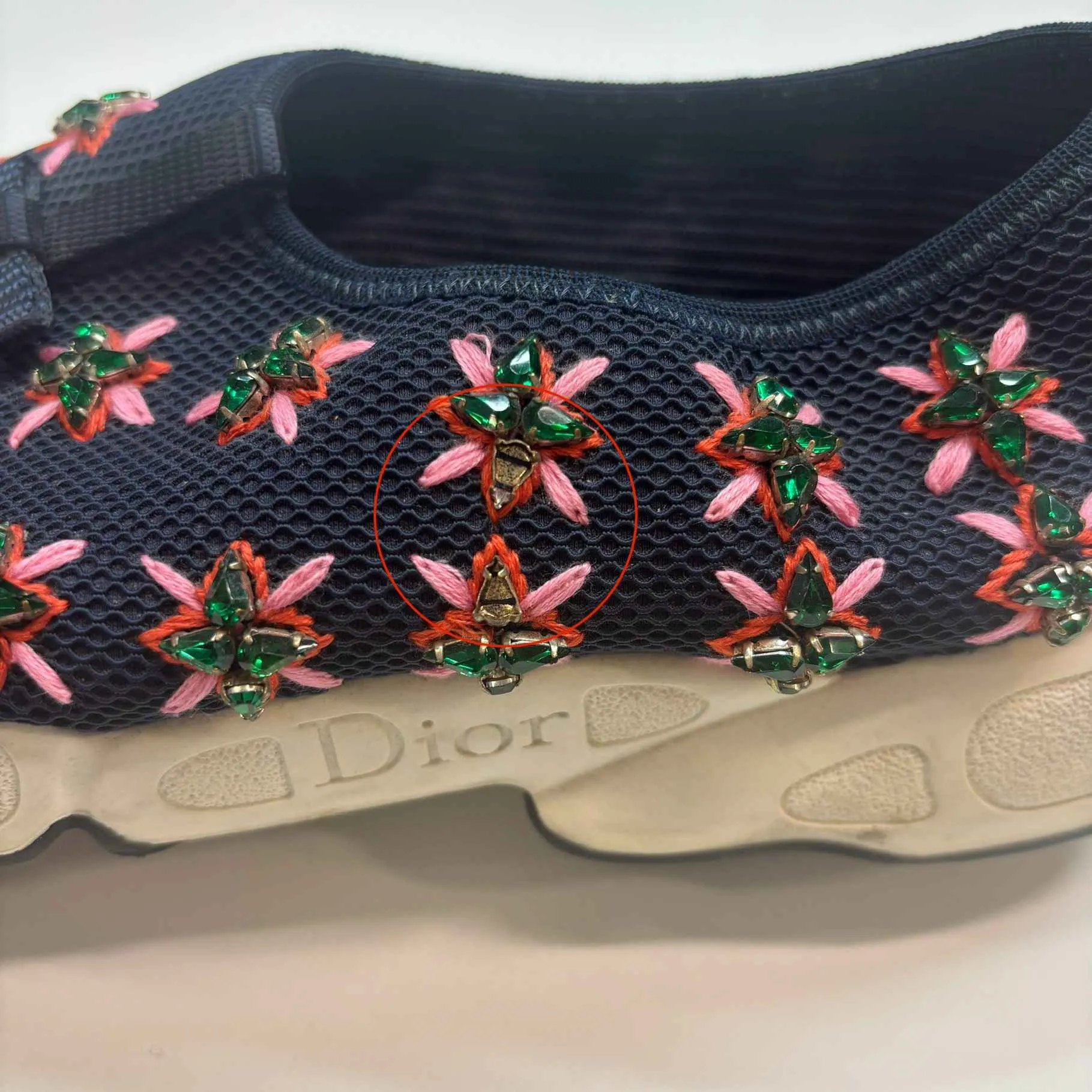 Women's Mesh Crystal Embellished Fusion Low Trainers Navy Size EU 39 / UK 6