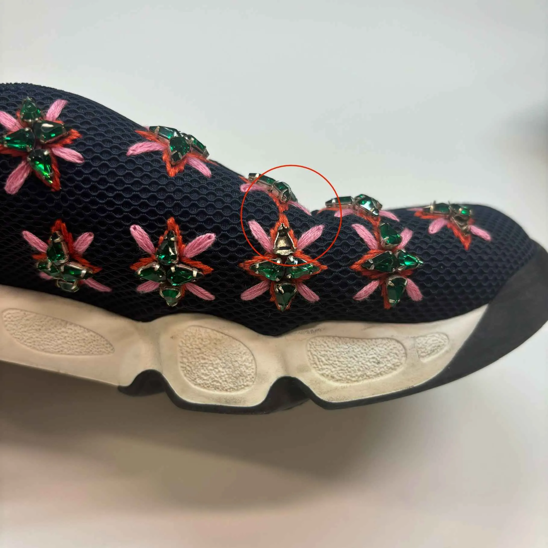 Women's Mesh Crystal Embellished Fusion Low Trainers Navy Size EU 39 / UK 6