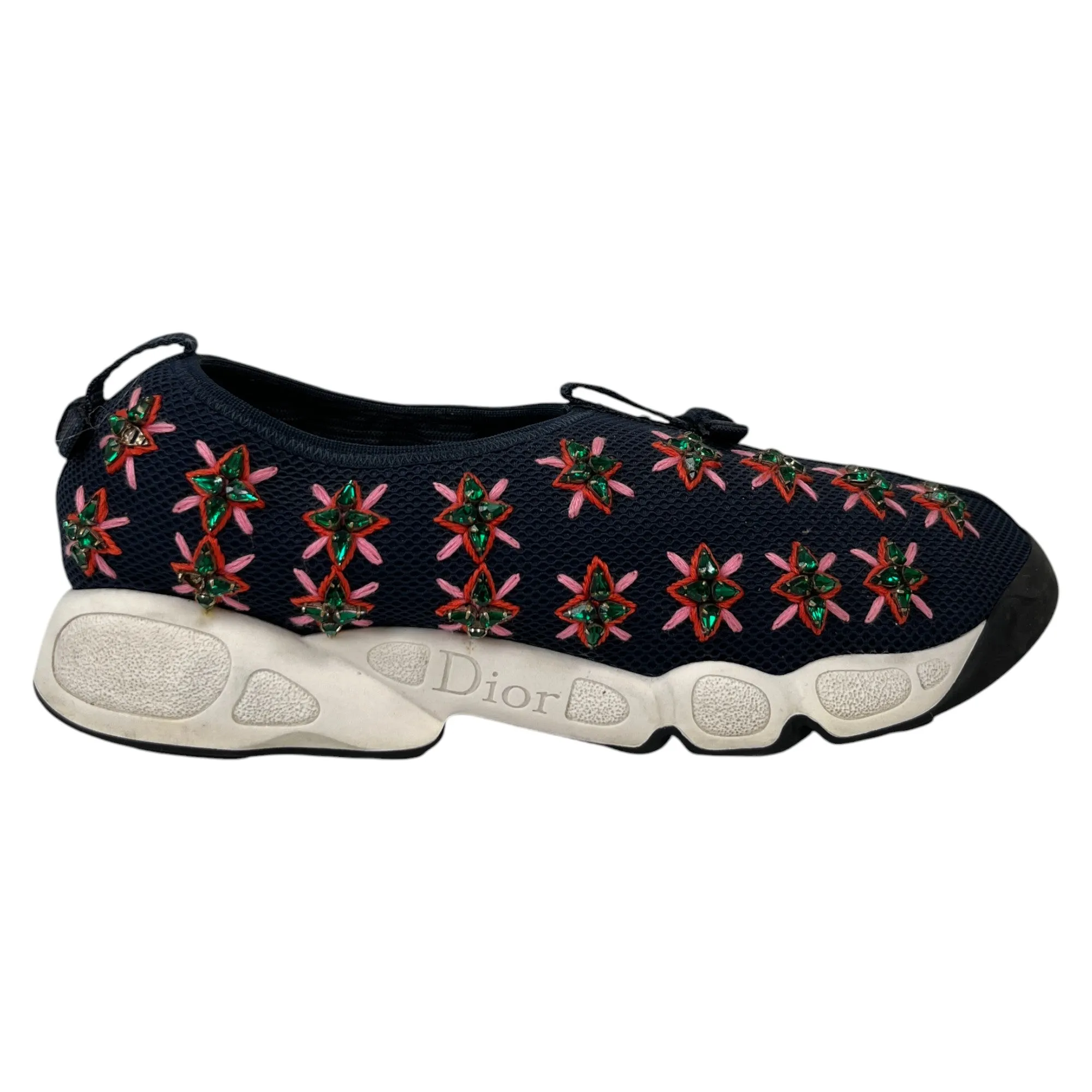 Women's Mesh Crystal Embellished Fusion Low Trainers Navy Size EU 39 / UK 6