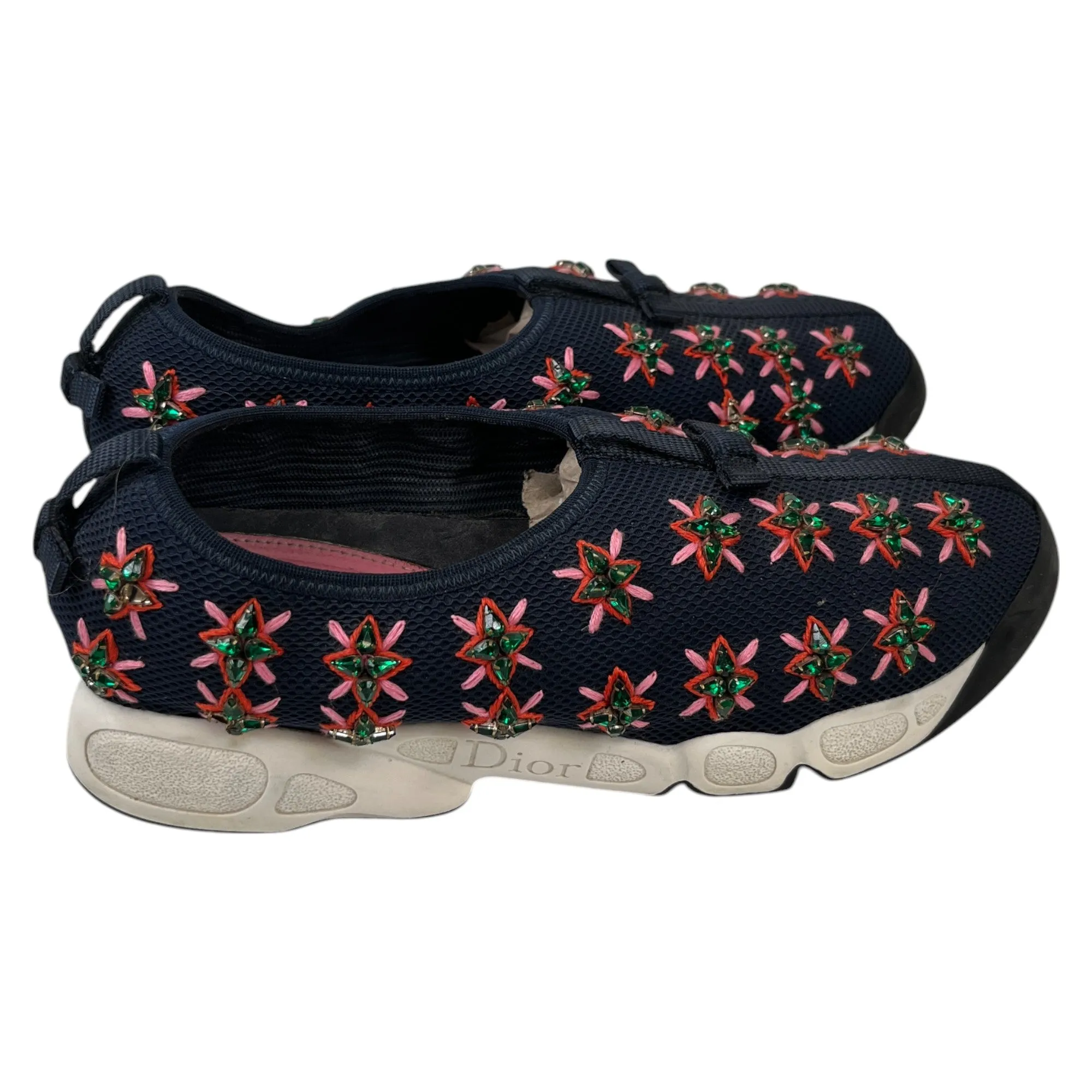 Women's Mesh Crystal Embellished Fusion Low Trainers Navy Size EU 39 / UK 6