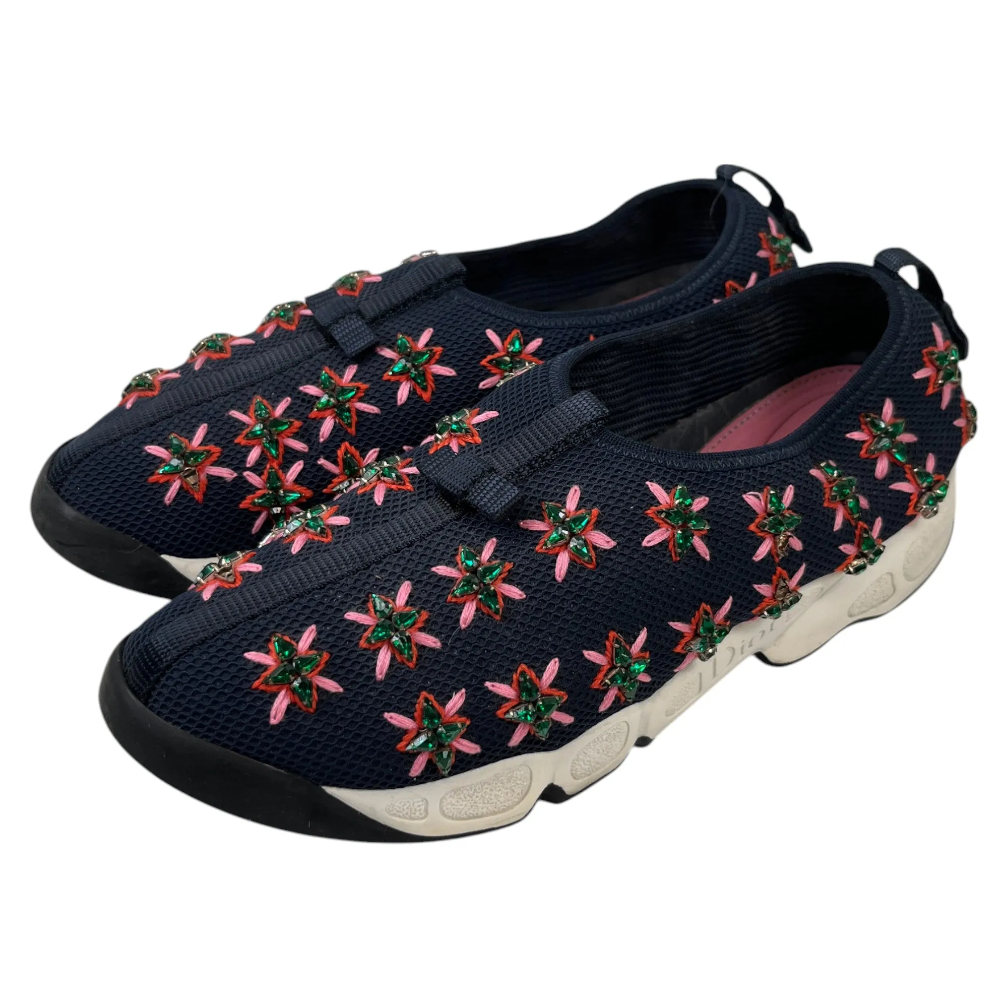 Women's Mesh Crystal Embellished Fusion Low Trainers Navy Size EU 39 / UK 6