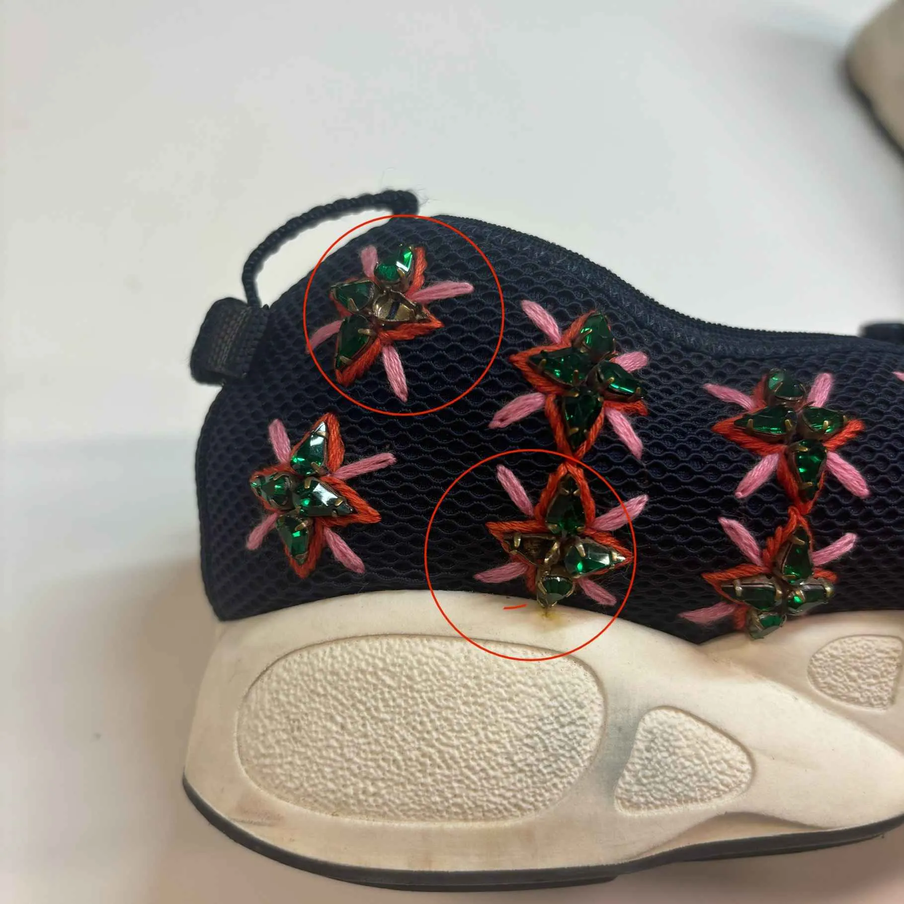 Women's Mesh Crystal Embellished Fusion Low Trainers Navy Size EU 39 / UK 6