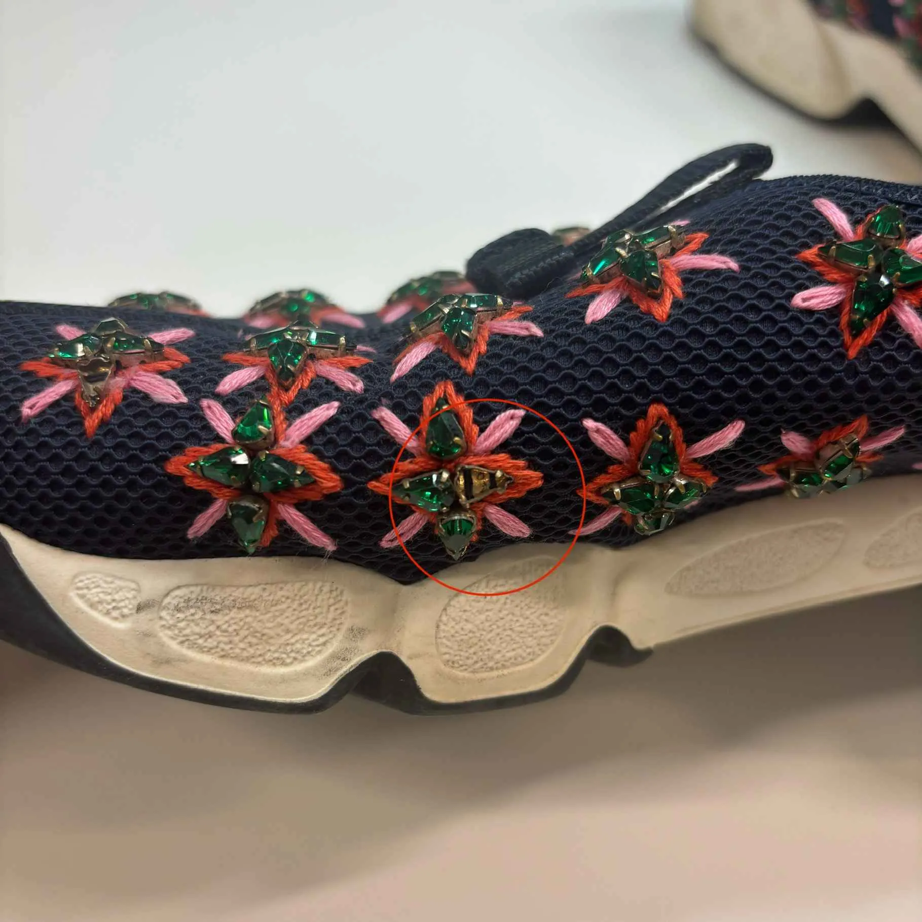 Women's Mesh Crystal Embellished Fusion Low Trainers Navy Size EU 39 / UK 6