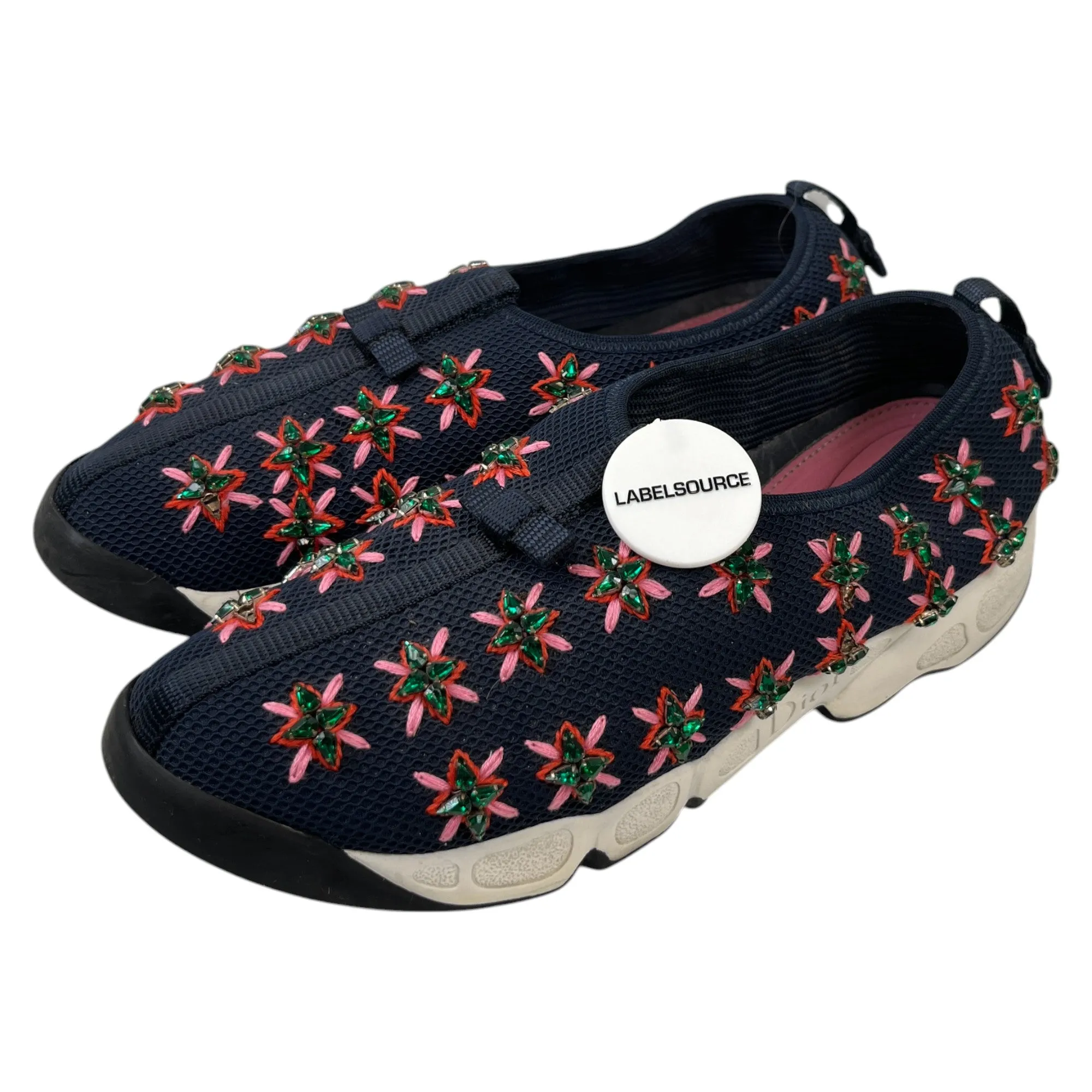Women's Mesh Crystal Embellished Fusion Low Trainers Navy Size EU 39 / UK 6
