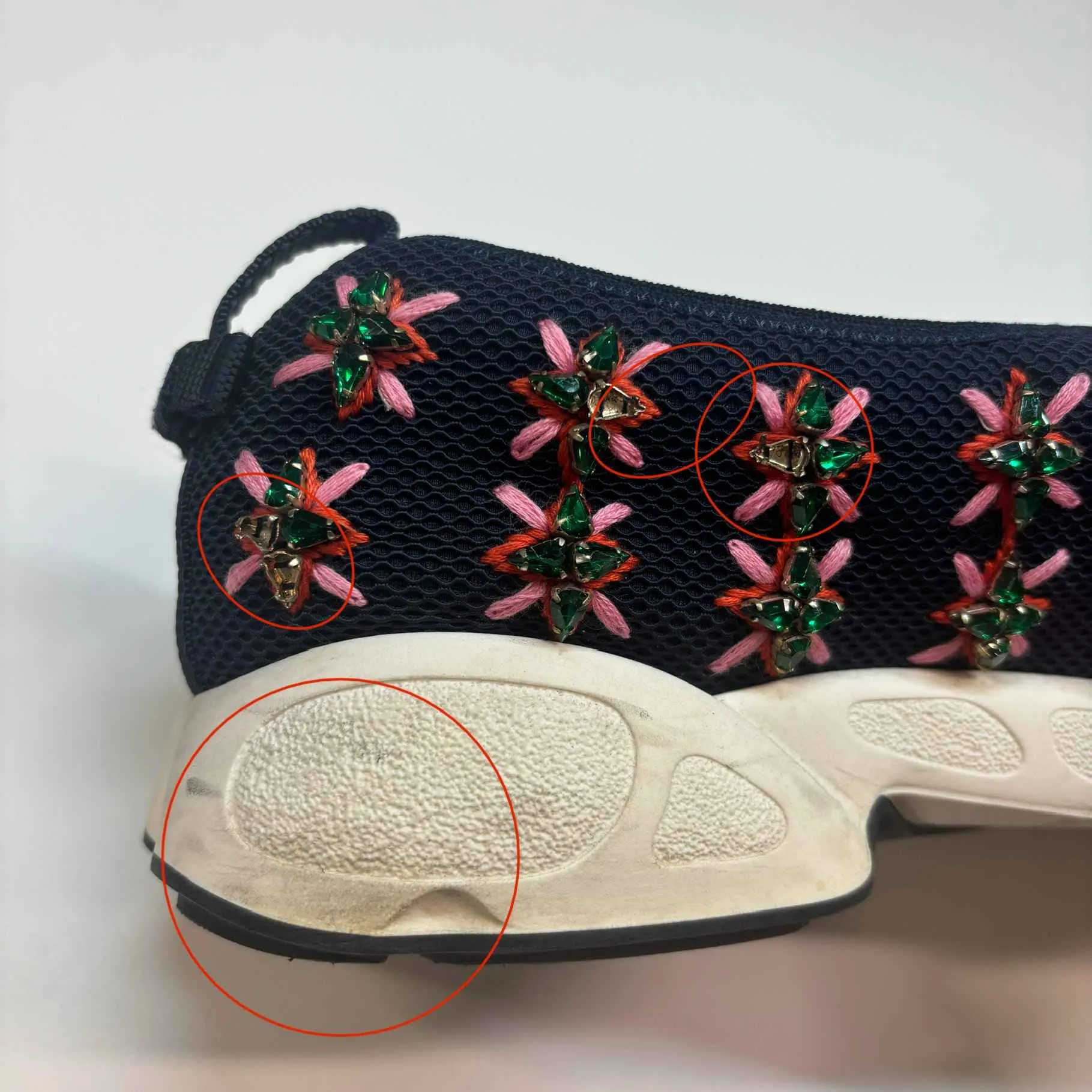 Women's Mesh Crystal Embellished Fusion Low Trainers Navy Size EU 39 / UK 6
