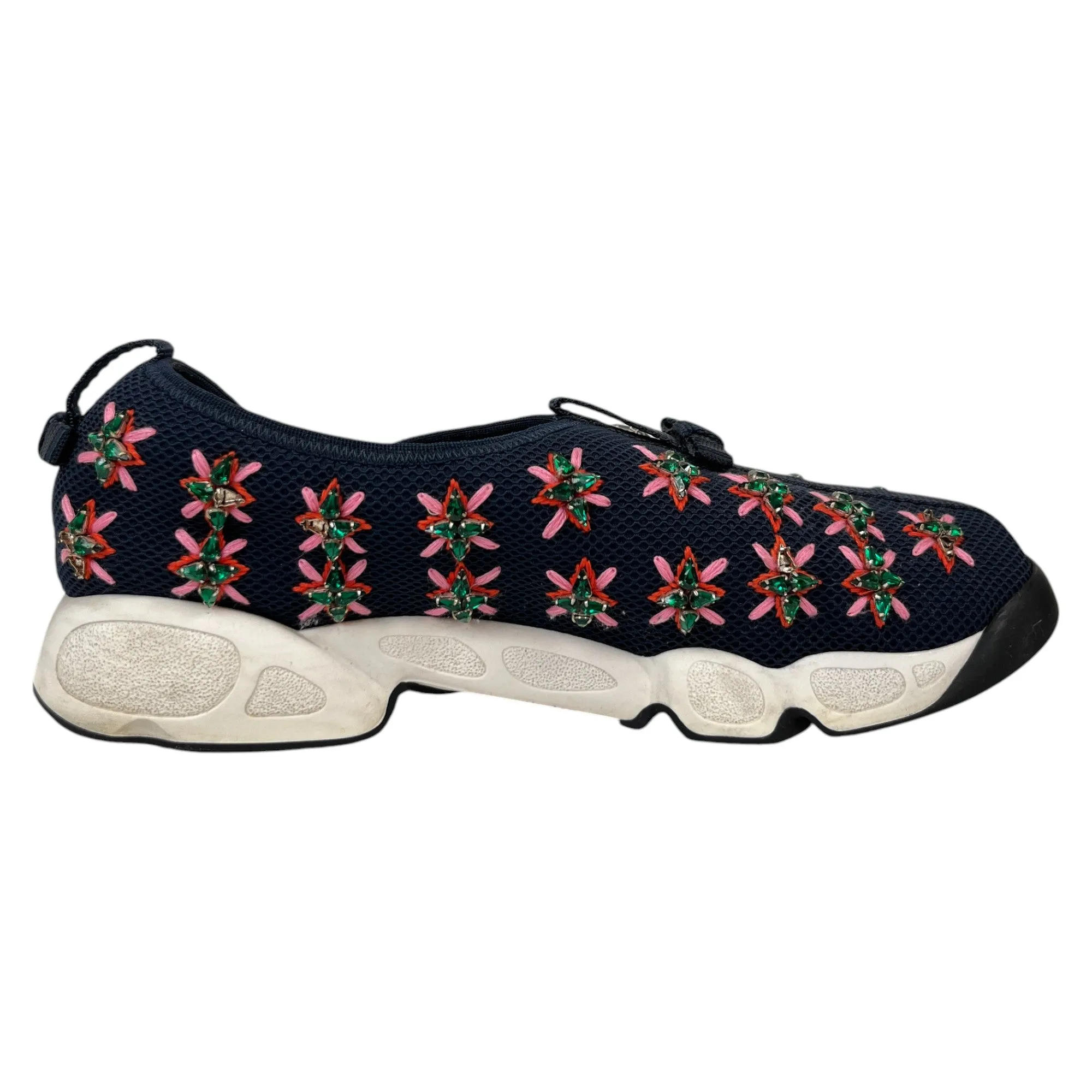 Women's Mesh Crystal Embellished Fusion Low Trainers Navy Size EU 39 / UK 6
