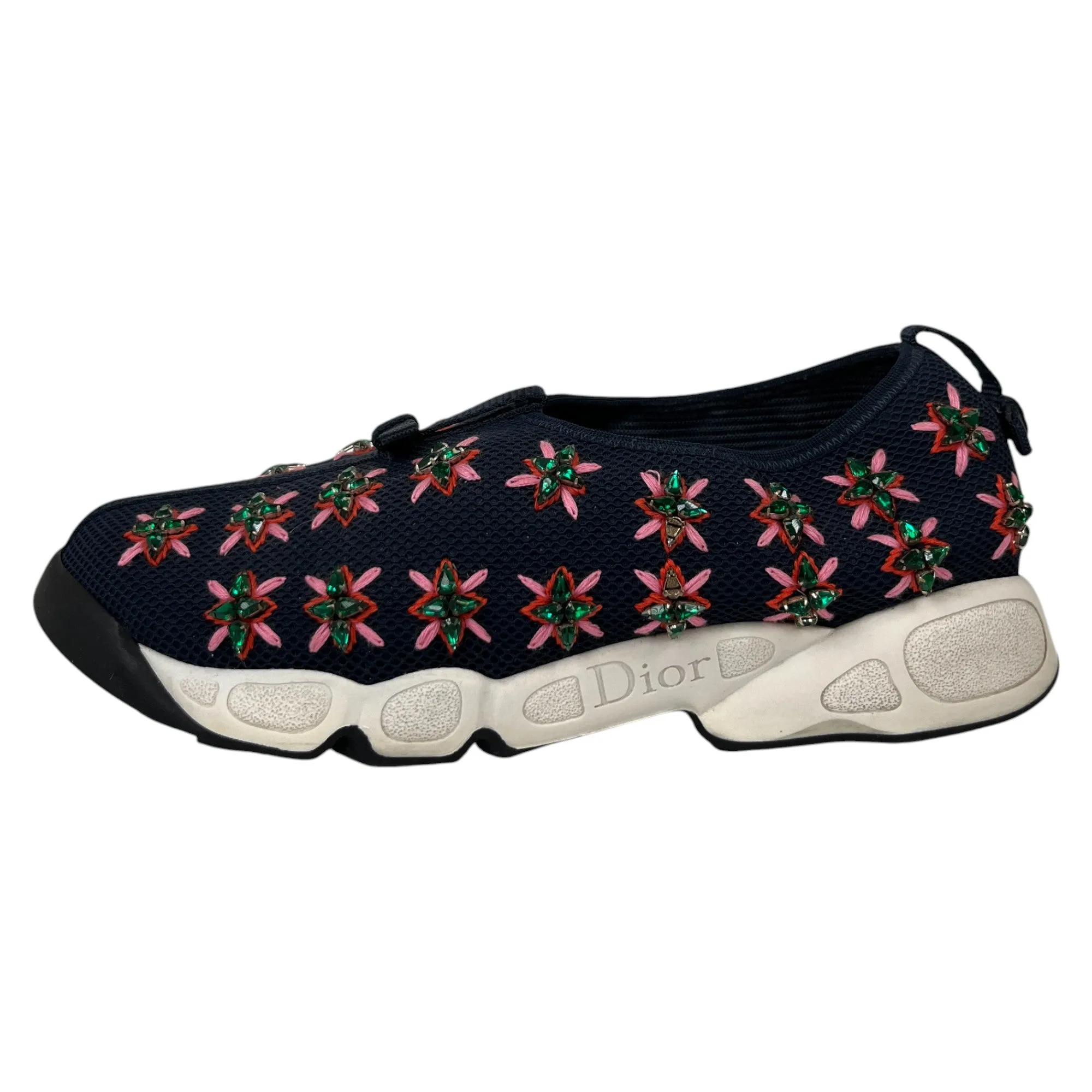 Women's Mesh Crystal Embellished Fusion Low Trainers Navy Size EU 39 / UK 6
