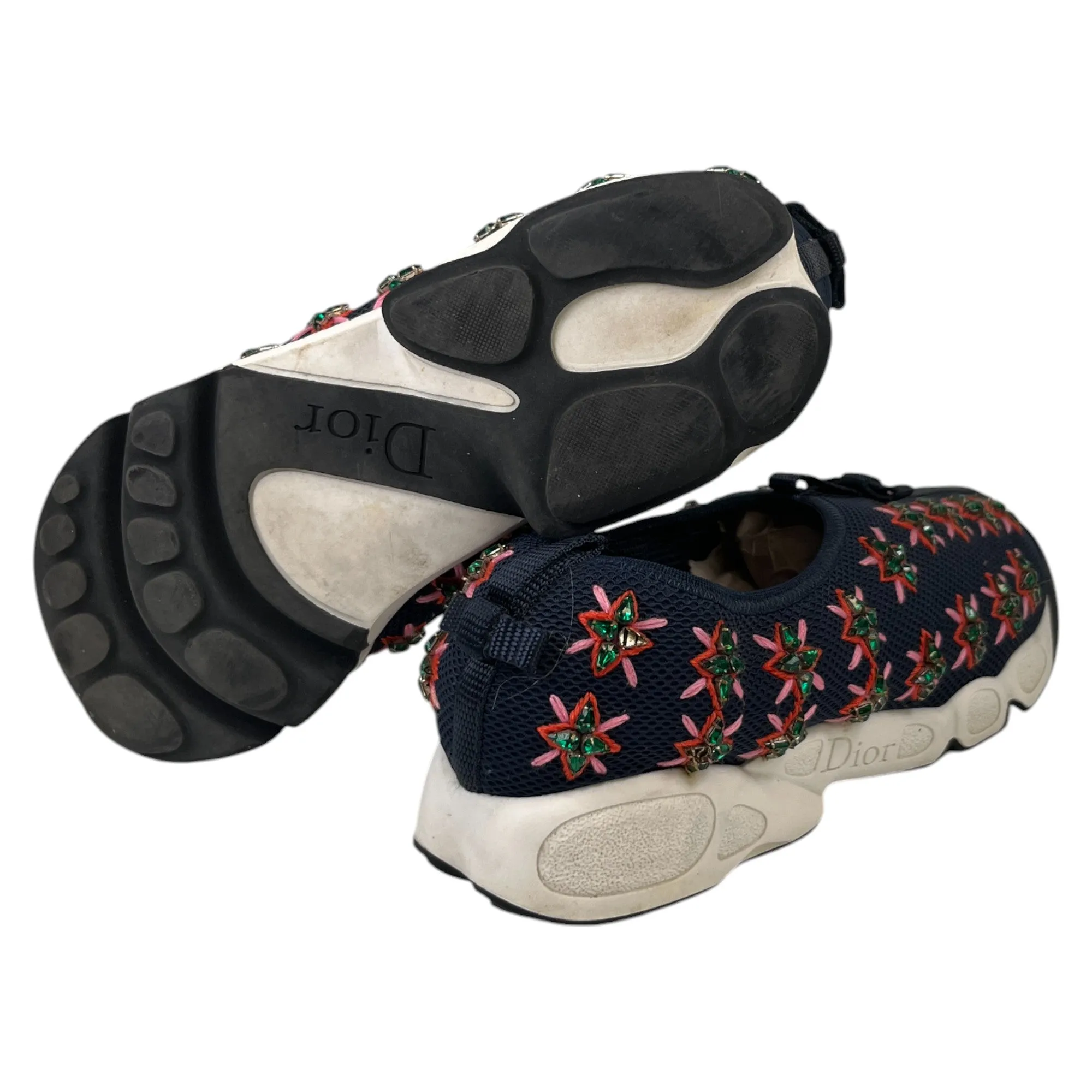 Women's Mesh Crystal Embellished Fusion Low Trainers Navy Size EU 39 / UK 6