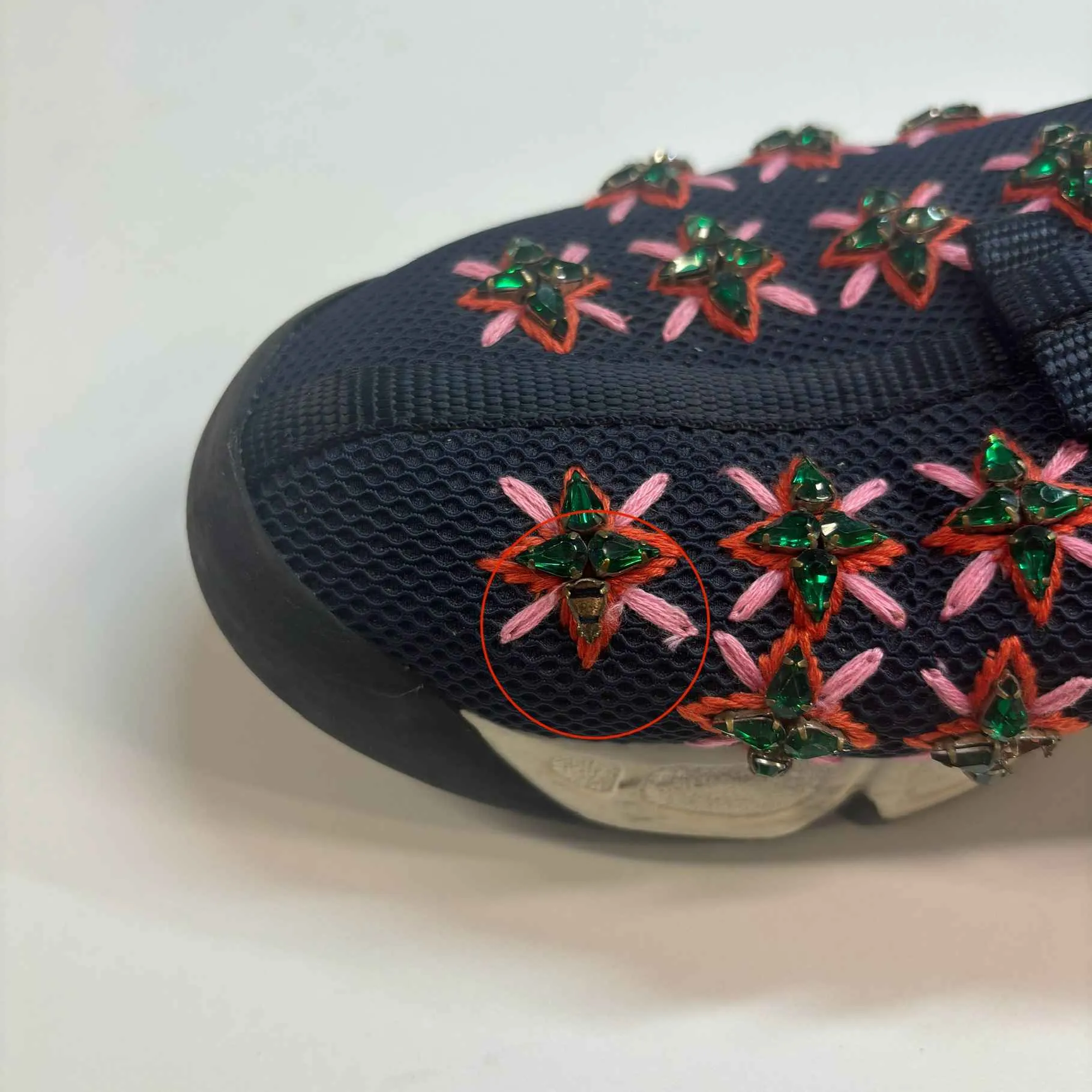 Women's Mesh Crystal Embellished Fusion Low Trainers Navy Size EU 39 / UK 6