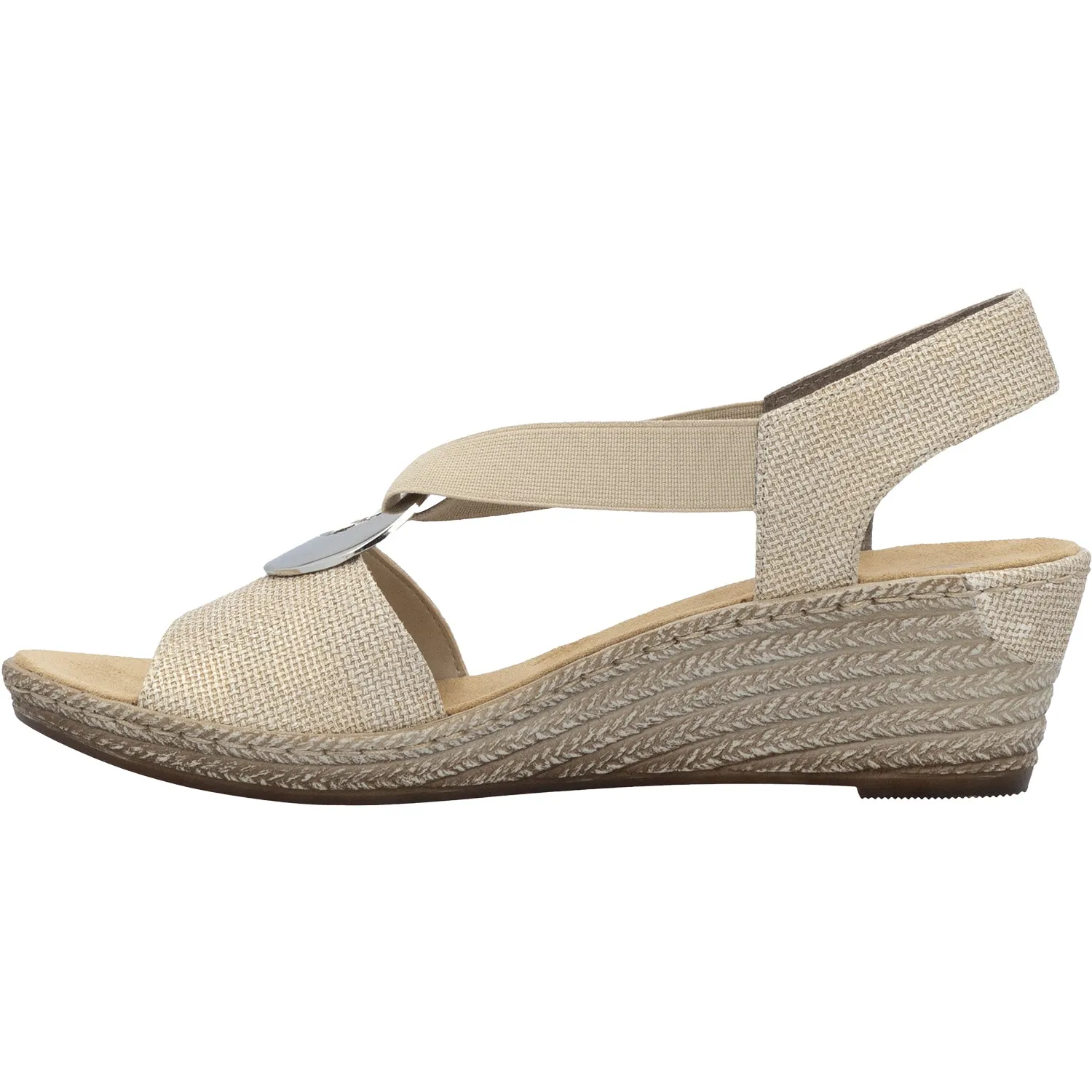 Women's Rieker 624H6-93 Fanni H6 Muschel Stripe Metallic Synthetic
