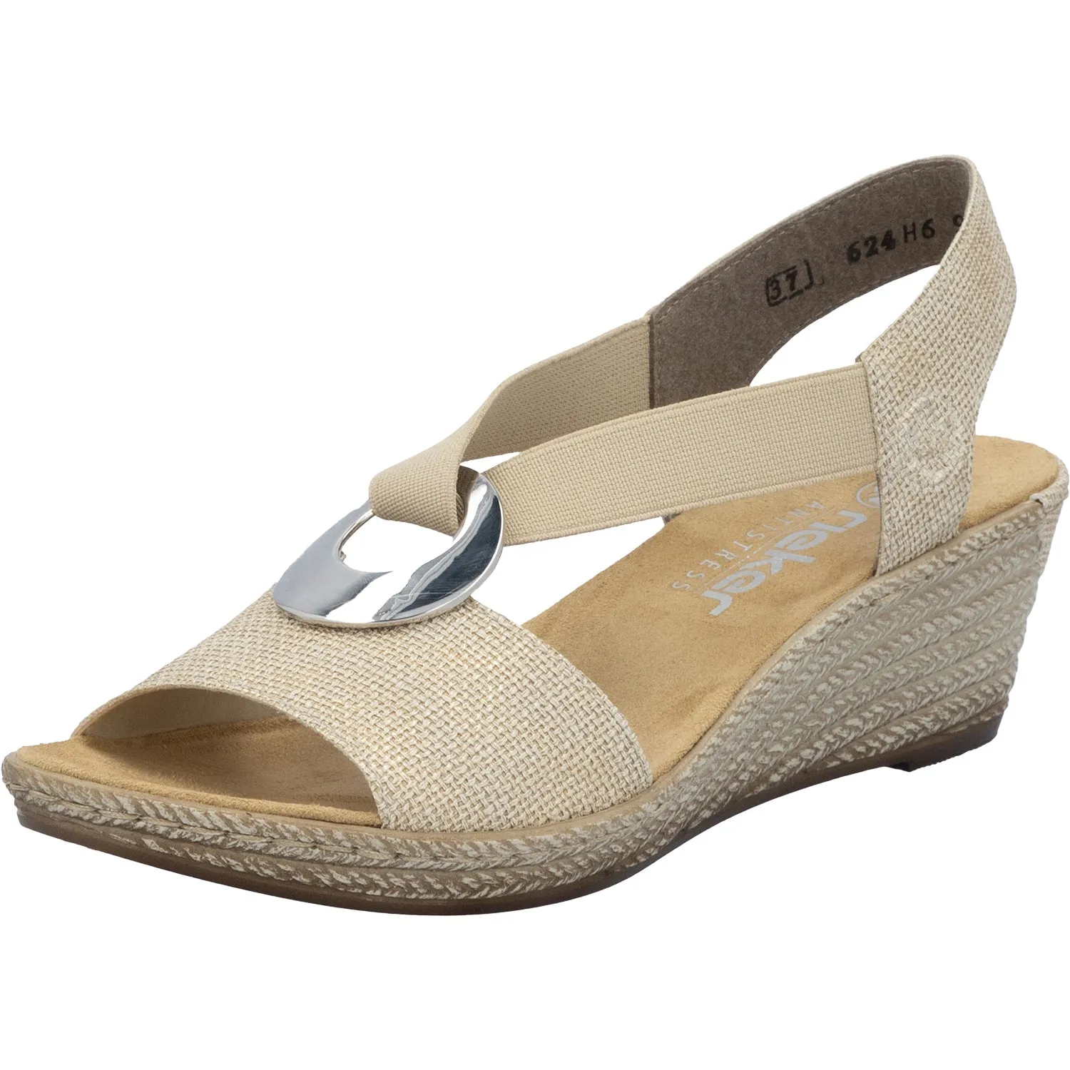 Women's Rieker 624H6-93 Fanni H6 Muschel Stripe Metallic Synthetic